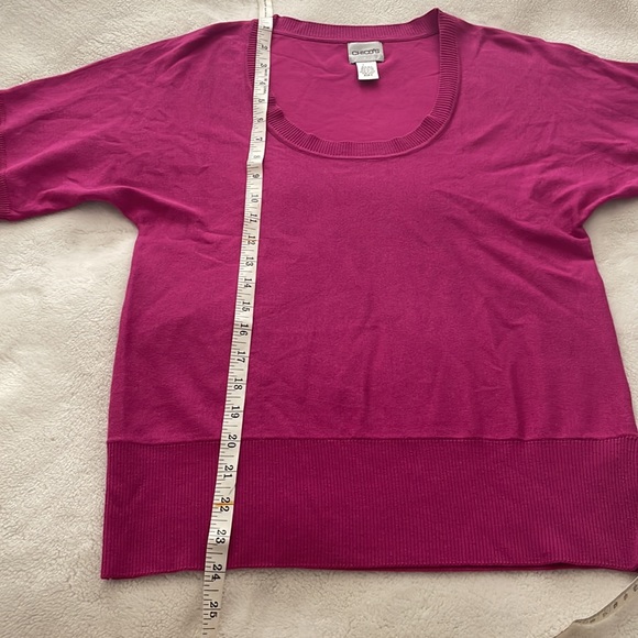 Chico’s Fuchsia Short Sleeve Sweater size 0 - Picture 6 of 8